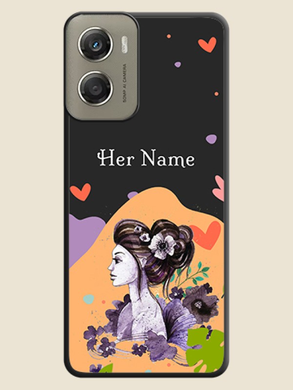 Custom Namecase For Her With Fancy Lady Image On Space Black Custom Soft Matte Mobile Back Cover - Motorola Moto G06 Power - alternate view