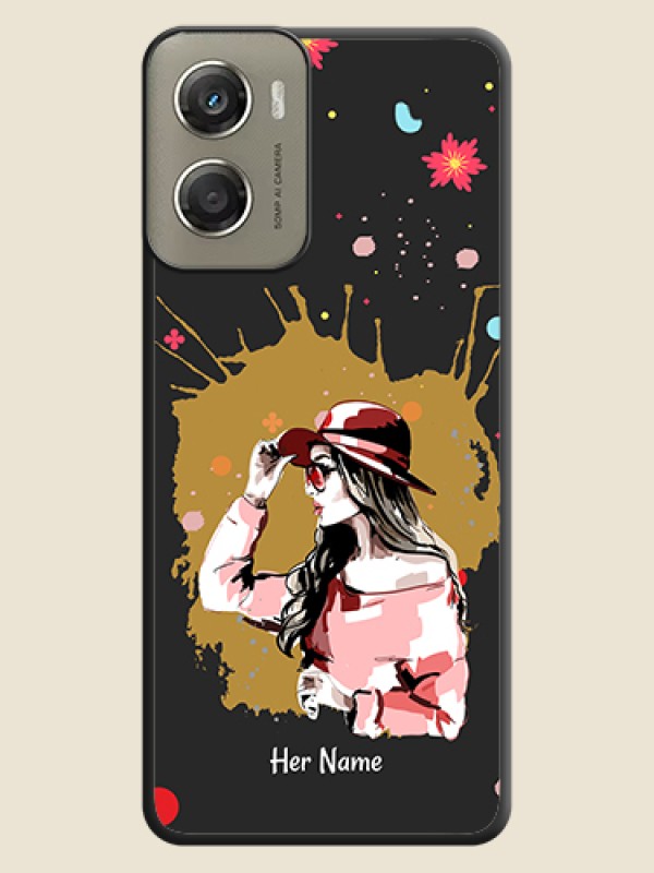 Custom Mordern Lady With Color Splash Background With Custom Text On Space Black Custom Soft Matte Mobile Back Cover - Motorola Moto G06 Power - alternate view