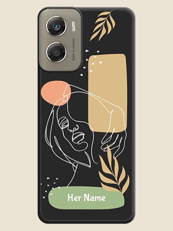 Custom Custom Text With Line Art Of Women & Leaves Design On Space Black Custom Soft Matte Mobile Back Cover - Motorola Moto G06 Power - alternate view