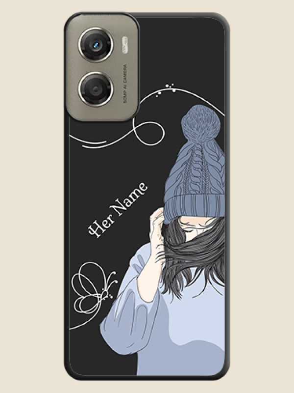 Custom Girl With Blue Winter Outfiit Custom Text Design On Space Black Custom Soft Matte Mobile Back Cover - Motorola Moto G06 Power - alternate view