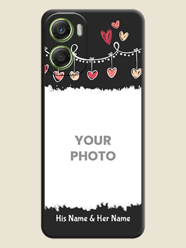 Custom Pink Love Hangings with Name On Space Black Custom Soft Matte Mobile Back Cover - Motorola Moto G06 - alternate view
