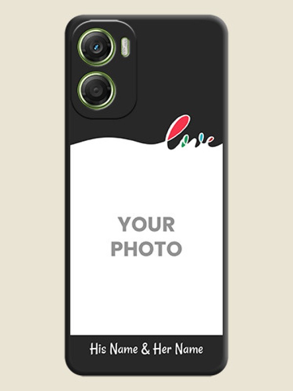 Custom Fall in Love Pattern with Picture on Photo On Space Black Custom Soft Matte Mobile Back Cover - Motorola Moto G06 - alternate view