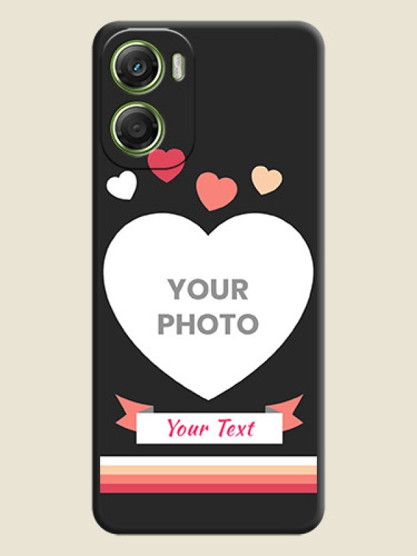 Custom Love Shaped Photo with Colorful Stripes On Space Black Custom Soft Matte Mobile Back Cover - Motorola Moto G06 - alternate view