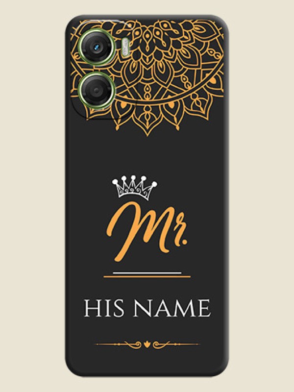 Custom Mr Name with Floral Design On Space Black Custom Soft Matte Mobile Back Cover - Motorola Moto G06 - alternate view
