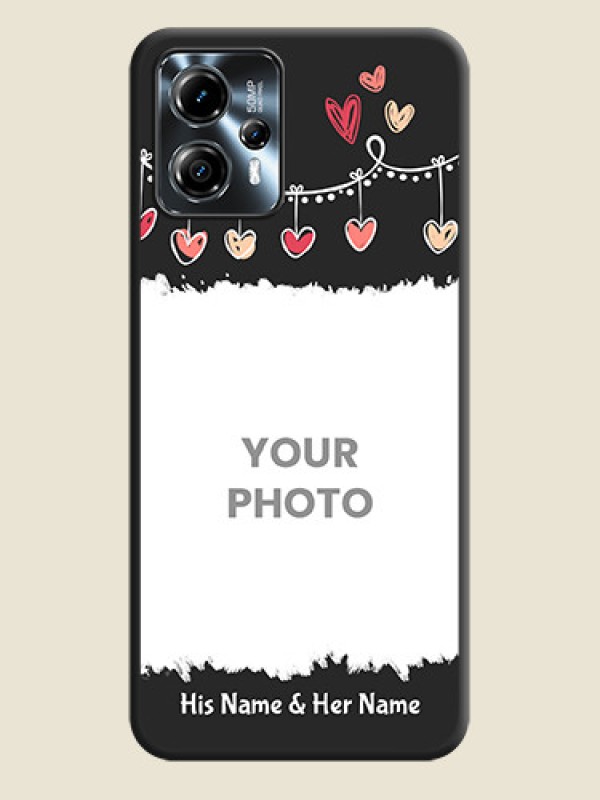 Custom Pink Love Hangings with Name on Space Black Custom Soft Matte Phone Cases - Moto G13 - alternate view