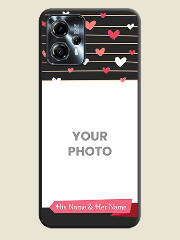 Custom Love Pattern with Name on Pink Ribbon  on Photo on Space Black Soft Matte Back Cover - Moto G13 - alternate view
