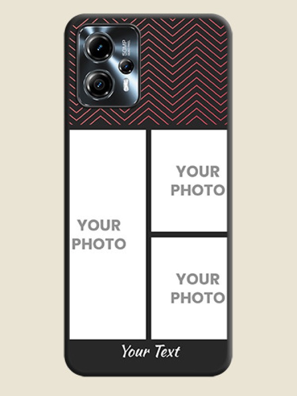 Custom Wave Pattern with 3 Image Holder on Space Black Custom Soft Matte Back Cover - Moto G13 - alternate view