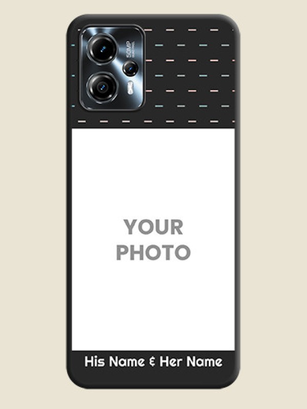Custom Line Pattern Design with Text on Space Black Custom Soft Matte Phone Back Cover - Moto G13 - alternate view