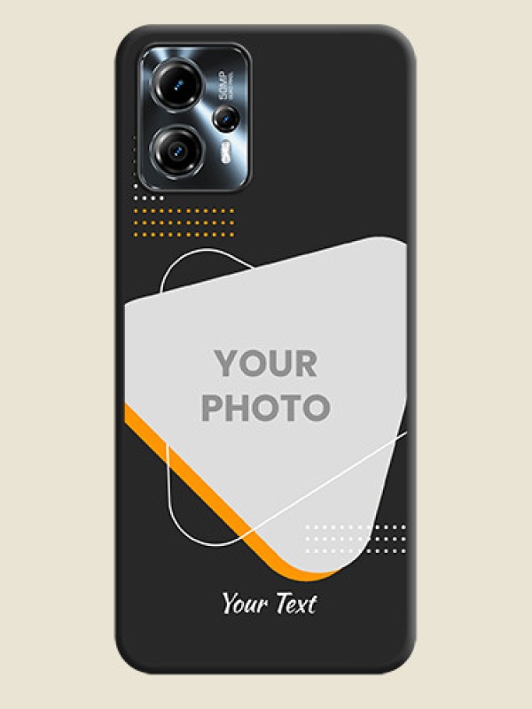 Custom Yellow Triangle on Photo on Space Black Soft Matte Phone Cover - Moto G13 - alternate view