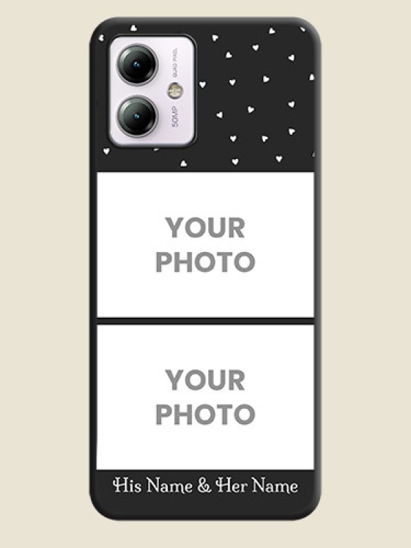 Custom Miniature Love Symbols with Name on Space Black Custom Soft Matte Back Cover - Moto G14 - alternate view