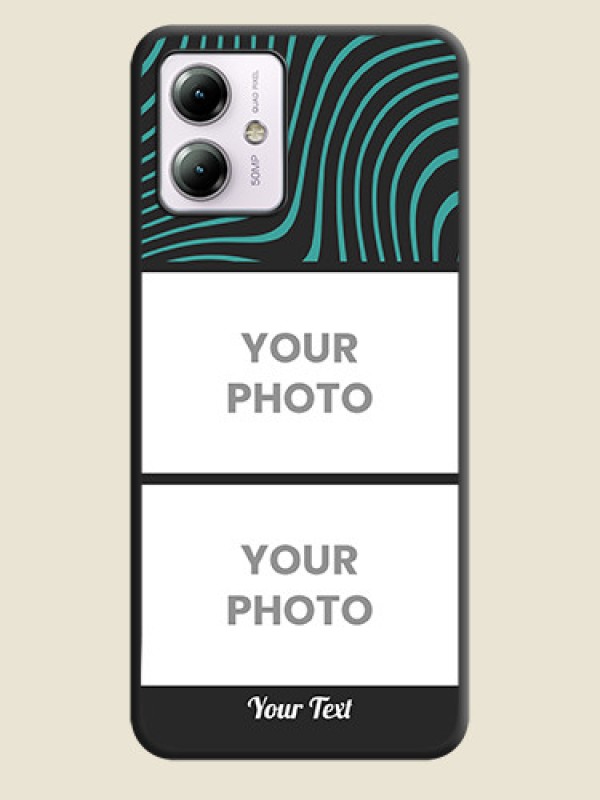 Custom Wave Pattern with 2 Image Holder on Space Black Personalized Soft Matte Phone Covers - Moto G14 - alternate view
