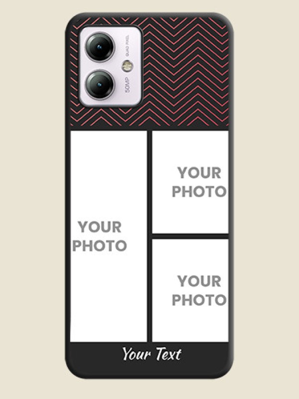 Custom Wave Pattern with 3 Image Holder on Space Black Custom Soft Matte Back Cover - Moto G14 - alternate view