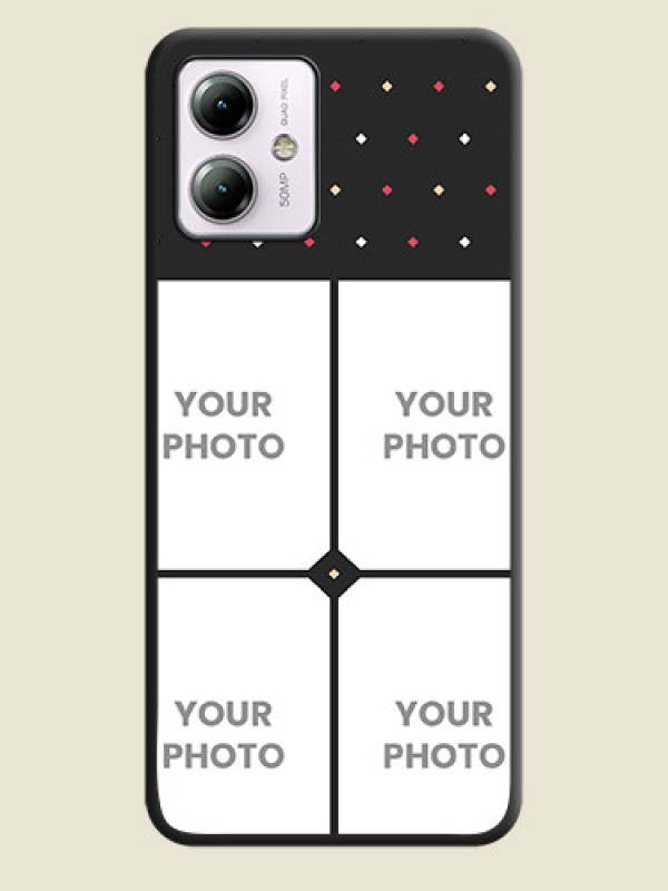 Custom Multicolor Dotted Pattern with 4 Image Holder on Space Black Custom Soft Matte Phone Cases - Moto G14 - alternate view
