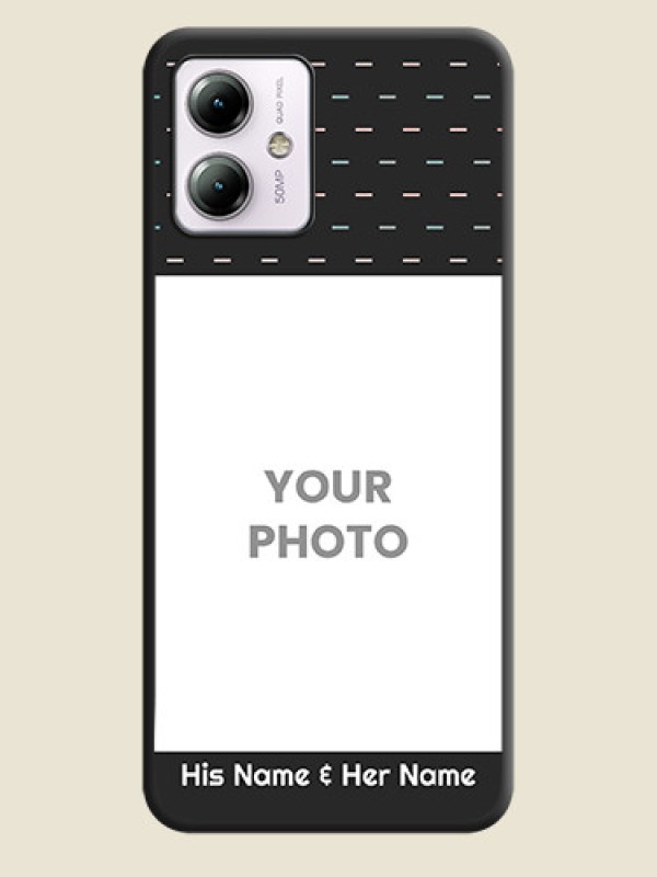 Custom Line Pattern Design with Text on Space Black Custom Soft Matte Phone Back Cover - Moto G14 - alternate view