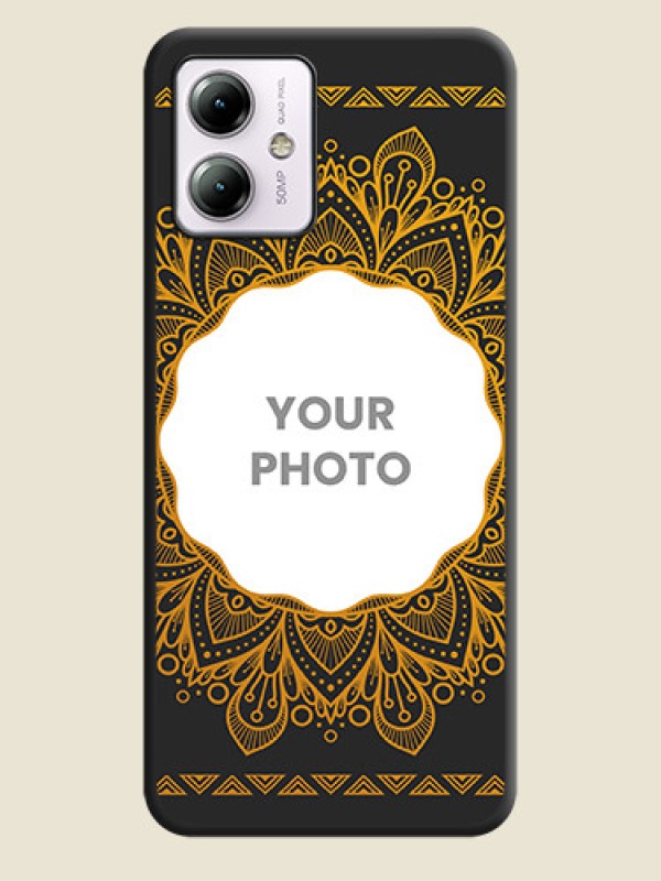 Custom Round Image with Floral Design - Photo on Space Black Soft Matte Mobile Cover - Moto G14 - alternate view