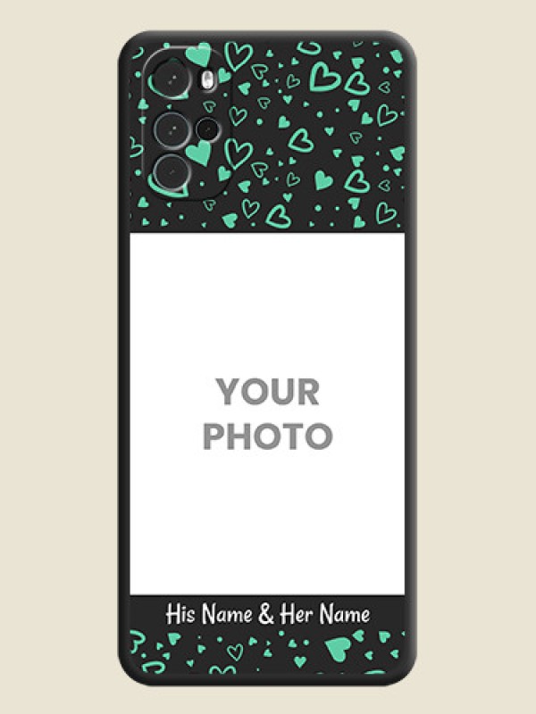 Custom Sea Green Indefinite Love Pattern on Photo on Space Black Soft Matte Mobile Cover - Moto G22 - alternate view