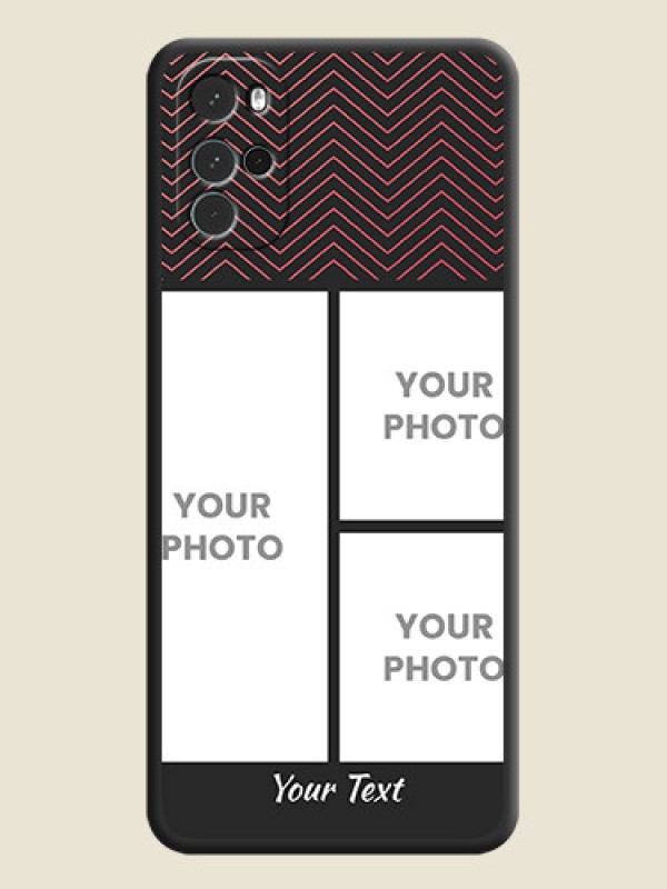Custom Wave Pattern with 3 Image Holder on Space Black Custom Soft Matte Back Cover - Moto G22 - alternate view