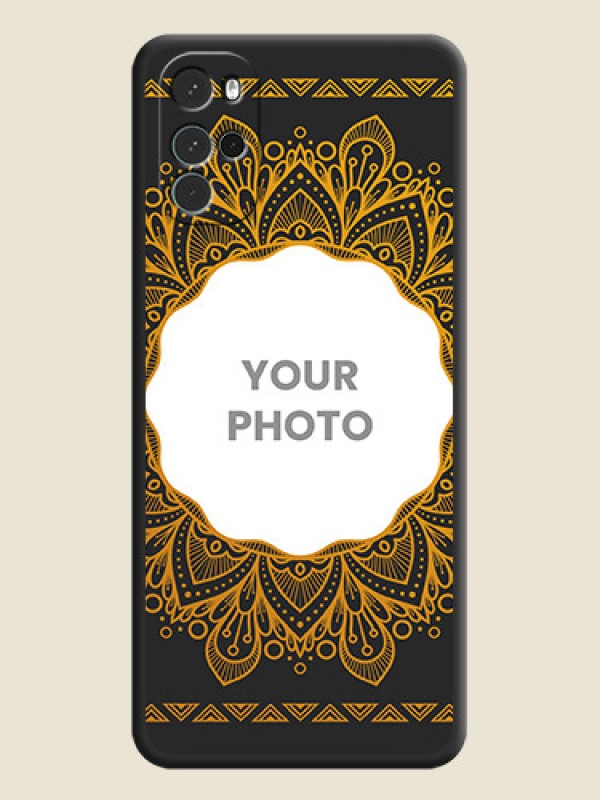 Custom Round Image with Floral Design on Photo on Space Black Soft Matte Mobile Cover - Moto G22 - alternate view
