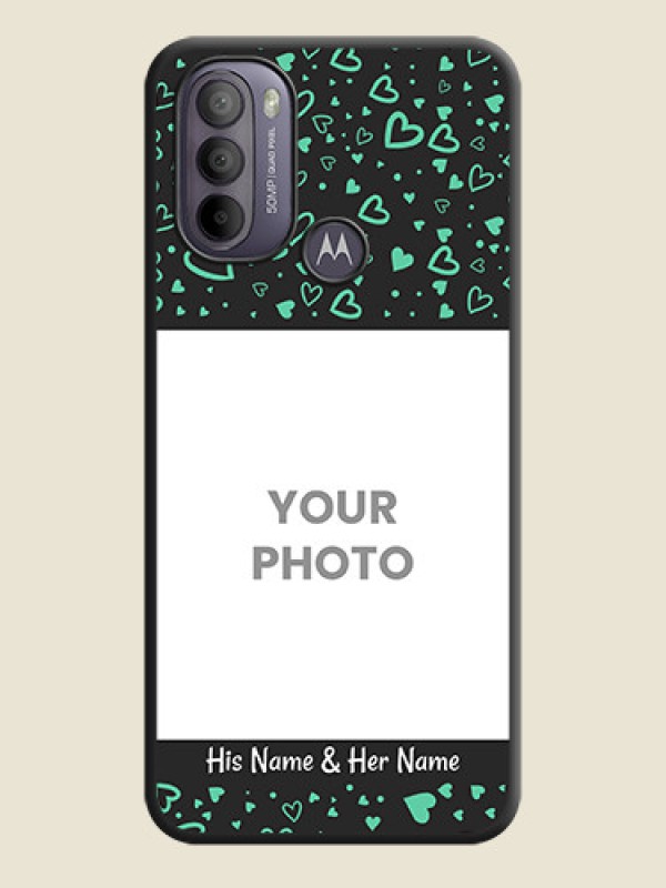 Custom Sea Green Indefinite Love Pattern on Photo on Space Black Soft Matte Mobile Cover - Moto G31 - alternate view