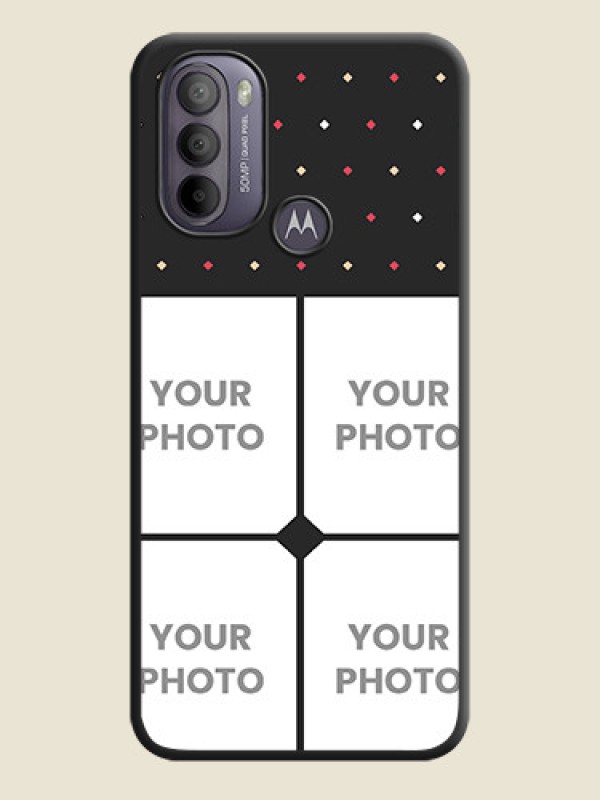 Custom Multicolor Dotted Pattern with 4 Image Holder on Space Black Custom Soft Matte Phone Cases - Moto G31 - alternate view