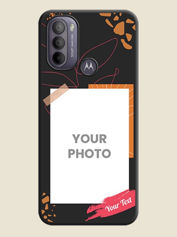 Custom Orange Photo Frame on Space Black Custom Soft Matte Phone Back Cover - Moto G31 - alternate view