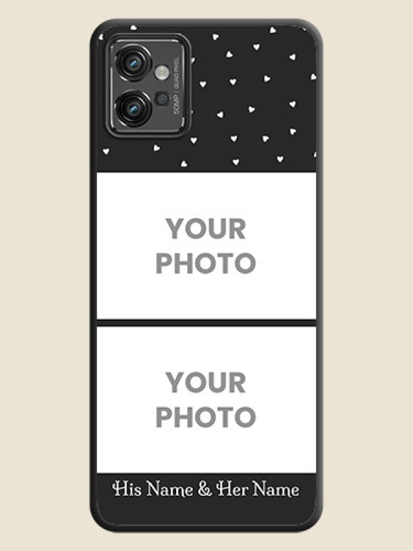 Custom Miniature Love Symbols with Name on Space Black Custom Soft Matte Back Cover - Motorola Moto G32 - alternate view