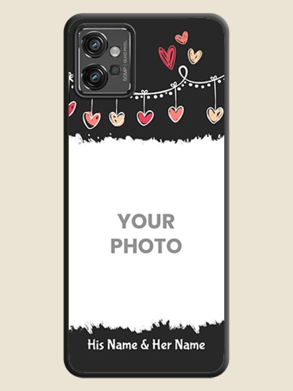 Custom Pink Love Hangings with Name on Space Black Custom Soft Matte Phone Cases - Motorola Moto G32 - alternate view