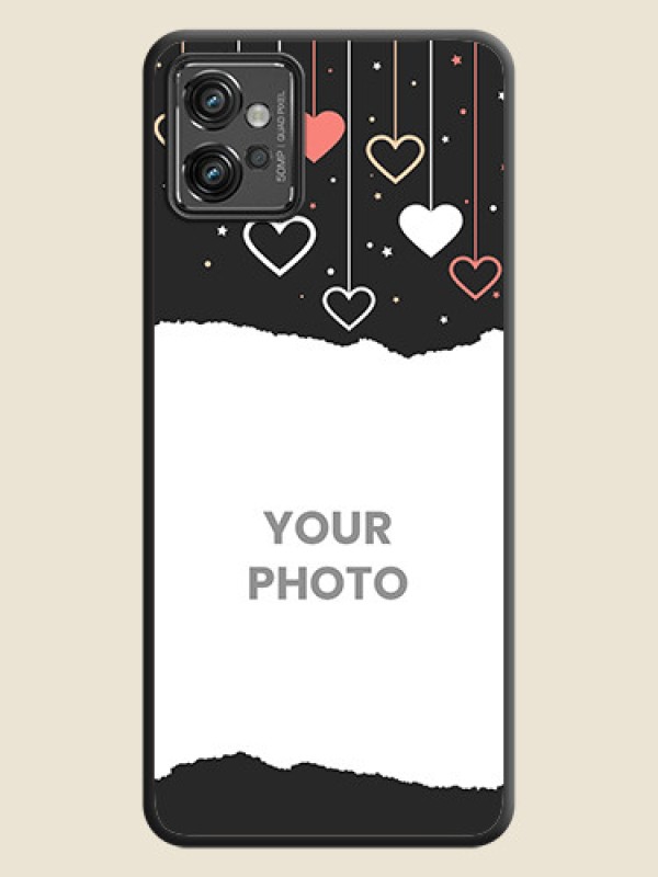 Custom Love Hangings with Splash Wave Picture on Space Black Custom Soft Matte Phone Back Cover - Motorola Moto G32 - alternate view
