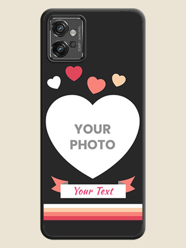 Custom Love Shaped Photo with Colorful Stripes on Personalised Space Black Soft Matte Cases - Motorola Moto G32 - alternate view