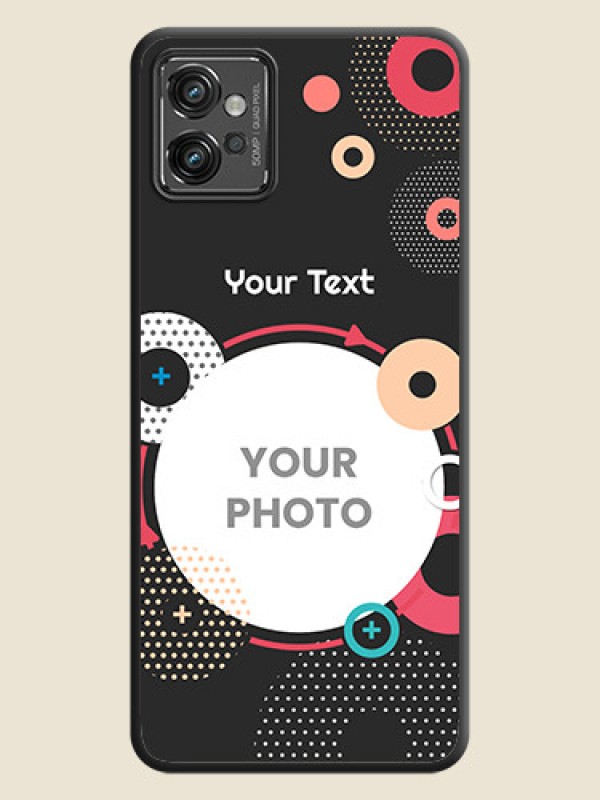 Custom Multicoloured Round Image on Personalised Space Black Soft Matte Cases - Motorola Moto G32 - alternate view