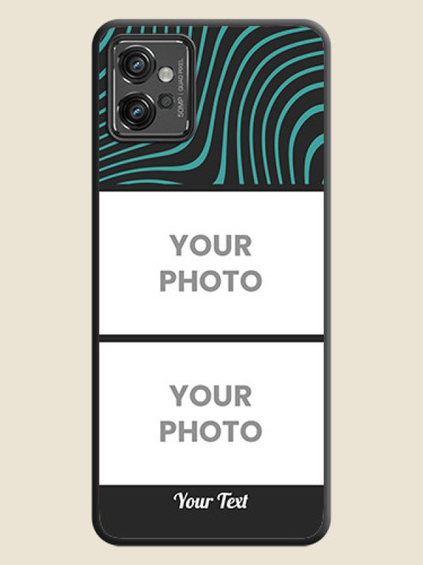 Custom Wave Pattern with 2 Image Holder on Space Black Personalized Soft Matte Phone Covers - Motorola Moto G32 - alternate view