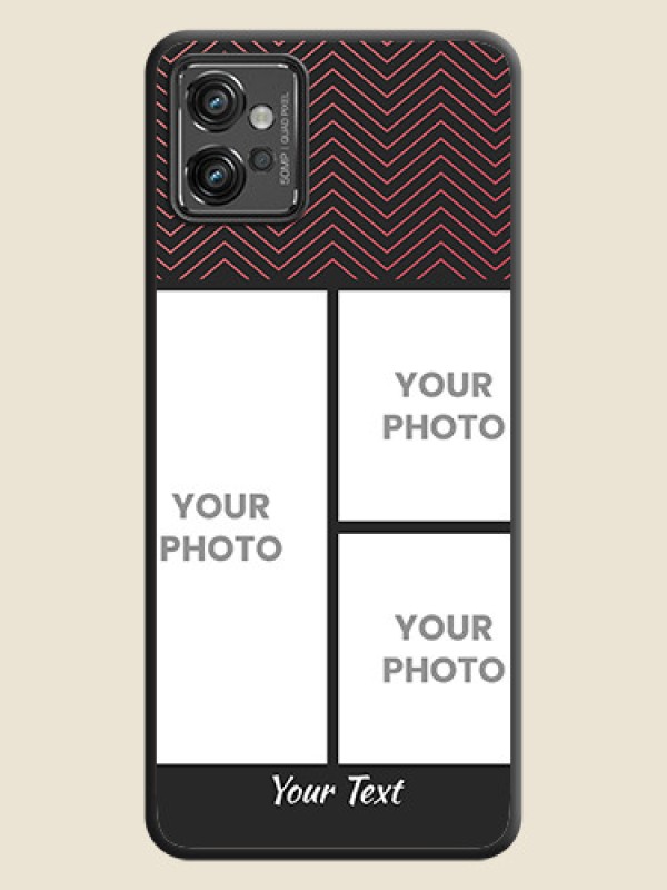 Custom Wave Pattern with 3 Image Holder on Space Black Custom Soft Matte Back Cover - Motorola Moto G32 - alternate view
