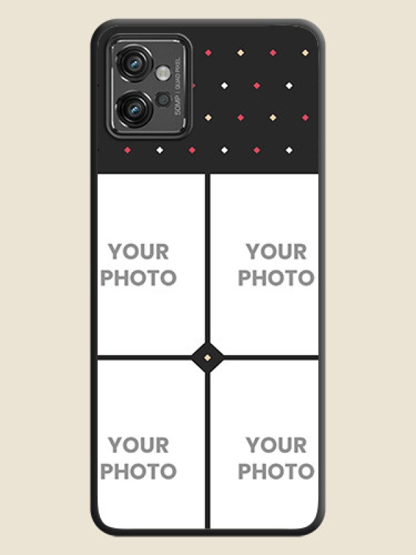 Custom Multicolor Dotted Pattern with 4 Image Holder on Space Black Custom Soft Matte Phone Cases - Motorola Moto G32 - alternate view
