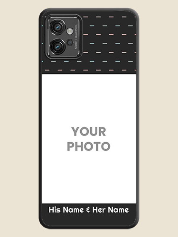 Custom Line Pattern Design with Text on Space Black Custom Soft Matte Phone Back Cover - Motorola Moto G32 - alternate view