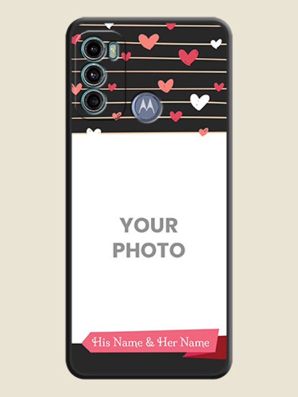 Custom Love Pattern with Name on Pink Ribbon  on Photo on Space Black Soft Matte Back Cover - Motorola Moto G40 Fusion - alternate view