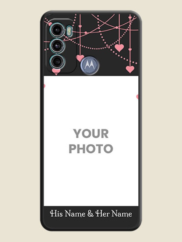 Custom Pink Love Hangings with Text on Space Black Custom Soft Matte Back Cover - Motorola Moto G40 Fusion - alternate view