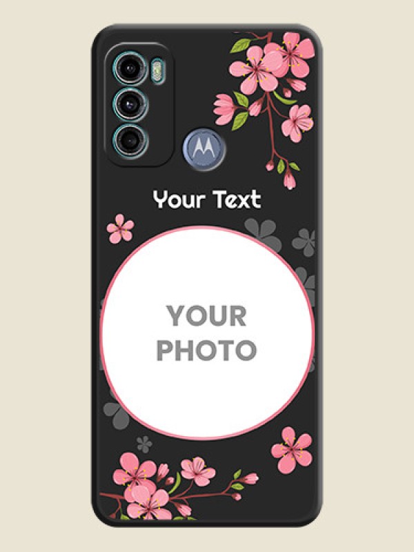Custom Round Image with Pink Color Floral Design on Photo on Space Black Soft Matte Back Cover - Motorola Moto G40 Fusion - alternate view