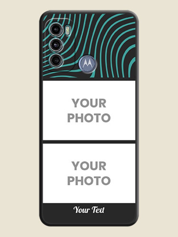 Custom Wave Pattern with 2 Image Holder on Space Black Personalized Soft Matte Phone Covers - Motorola Moto G40 Fusion - alternate view