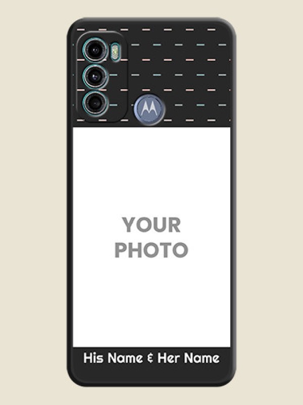 Custom Line Pattern Design with Text on Space Black Custom Soft Matte Phone Back Cover - Motorola Moto G40 Fusion - alternate view