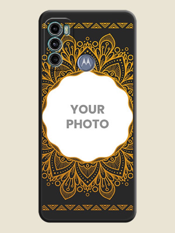Custom Round Image with Floral Design on Photo on Space Black Soft Matte Mobile Cover - Motorola Moto G40 Fusion - alternate view