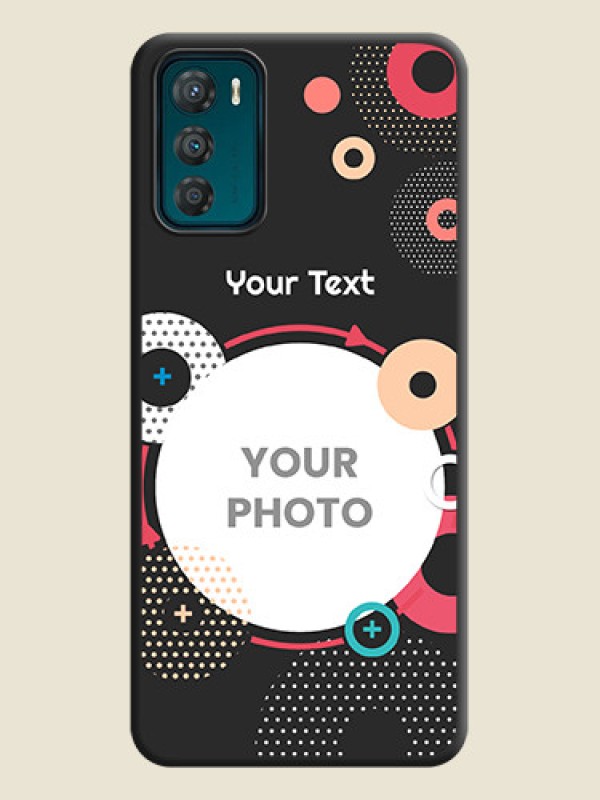 Custom Multicoloured Round Image on Personalised Space Black Soft Matte Cases - Motorola Moto G42 - alternate view