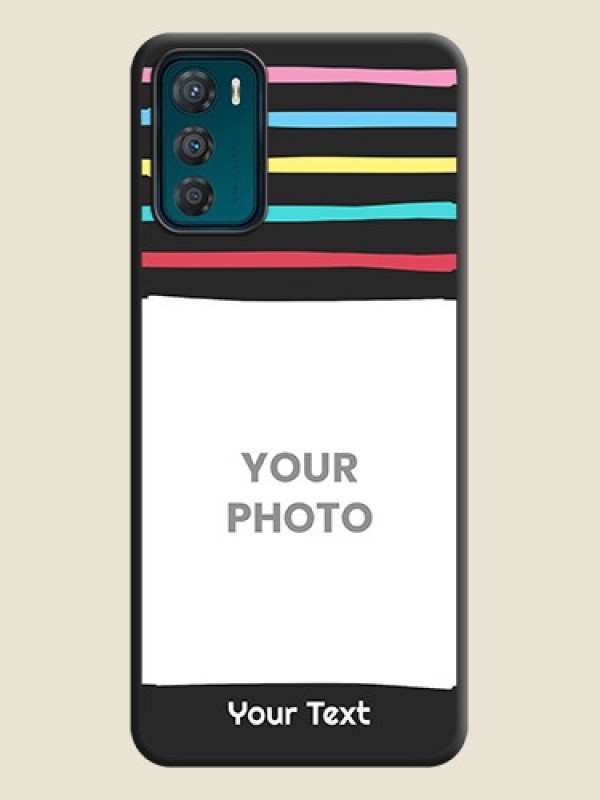 Custom Multicolor Lines with Image on Space Black Personalized Soft Matte Phone Covers - Motorola Moto G42 - alternate view