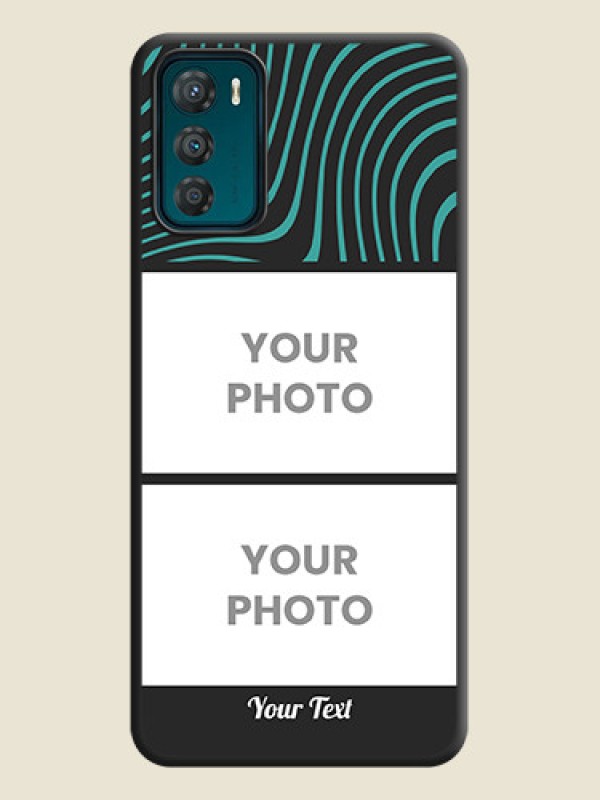 Custom Wave Pattern with 2 Image Holder on Space Black Personalized Soft Matte Phone Covers - Motorola Moto G42 - alternate view