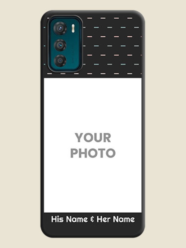 Custom Line Pattern Design with Text on Space Black Custom Soft Matte Phone Back Cover - Motorola Moto G42 - alternate view