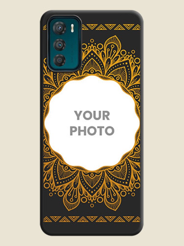 Custom Round Image with Floral Design on Photo on Space Black Soft Matte Mobile Cover - Motorola Moto G42 - alternate view