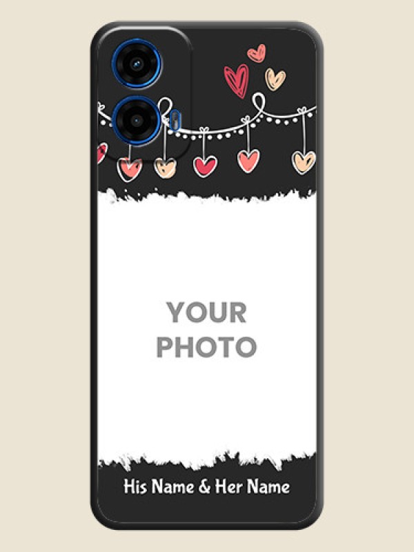Custom Pink Love Hangings with Name On Space Black Custom Soft Matte Mobile Back Cover - Motorola Moto G45 5G - alternate view