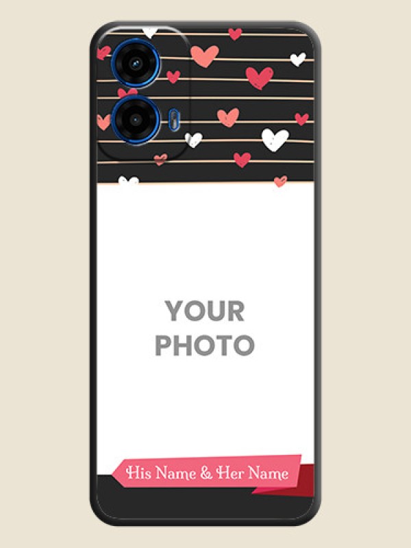 Custom Love Pattern with Name on Pink Ribbon on Photo On Space Black Custom Soft Matte Mobile Back Cover - Motorola Moto G45 5G - alternate view
