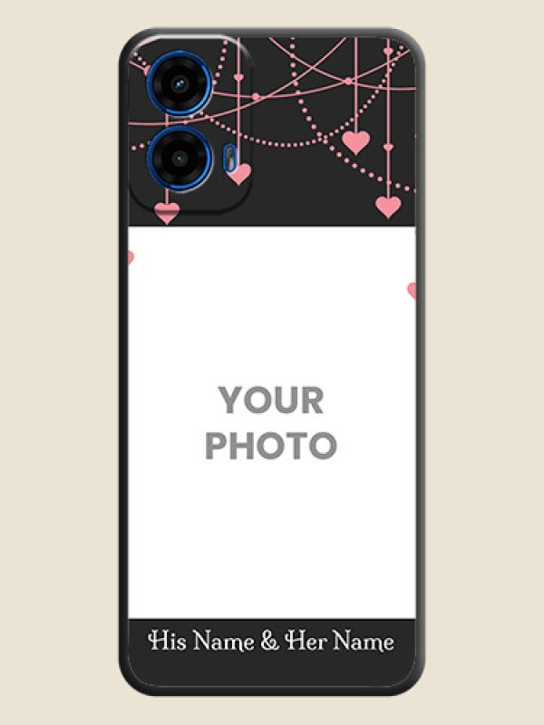 Custom Pink Love Hangings with Text On Space Black Custom Soft Matte Mobile Back Cover - Motorola Moto G45 5G - alternate view
