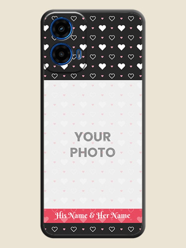 Custom White Color Love Symbols with Text Design on Photo On Space Black Custom Soft Matte Mobile Back Cover - Motorola Moto G45 5G - alternate view