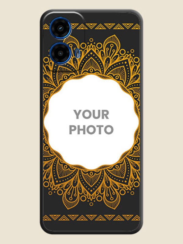Custom Round Image with Floral Design On Space Black Custom Soft Matte Mobile Back Cover - Motorola Moto G45 5G - alternate view